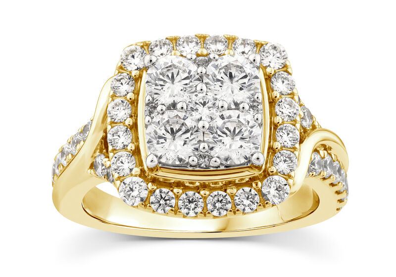 Round Diamond 2ctw. Composite Engagement Ring in 10k Yellow Gold image number null